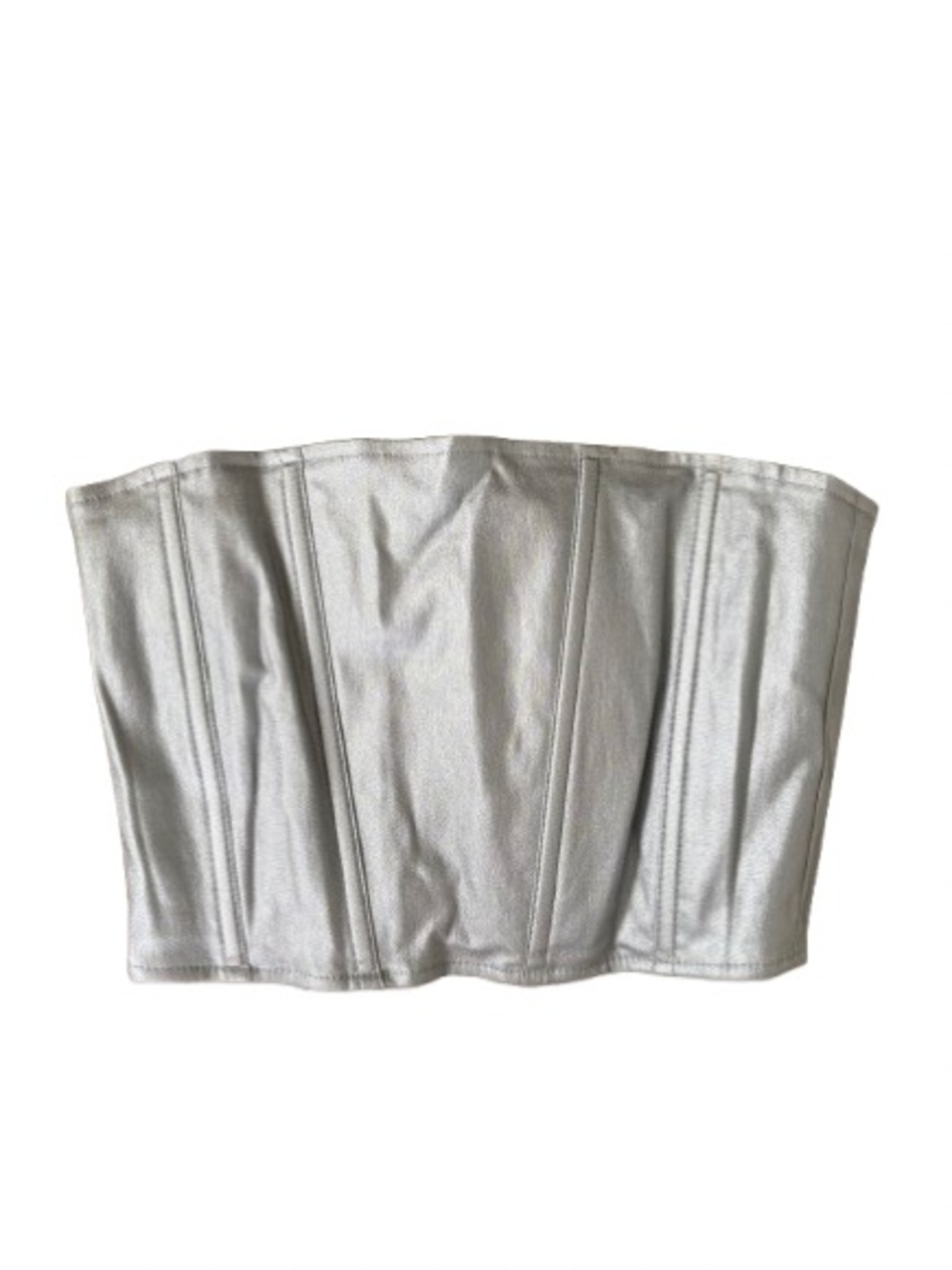 American Threads Silver Metallic Strapless Corset Top